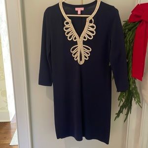 Lily Pulitzer blue and gold long sleeve dress size small